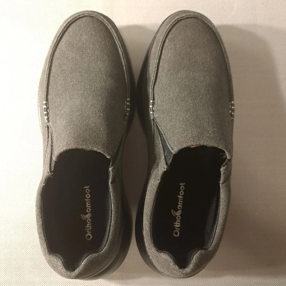 Ortho Comfoot Men's Slip On‎ Loafers/Shoes Gray Stability/Cushioning 10